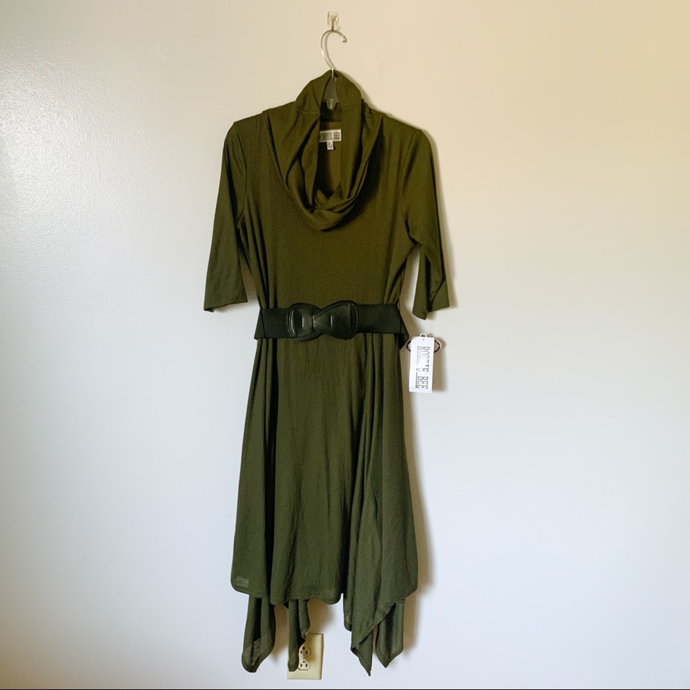 NWT Olive Sweater Dress with Belt